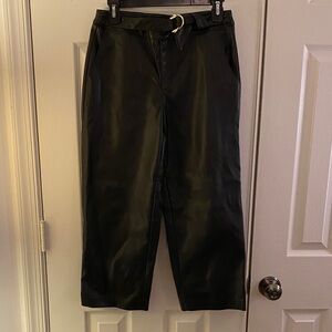 Marc New York Women's Black Cropped Faux Leather Pants